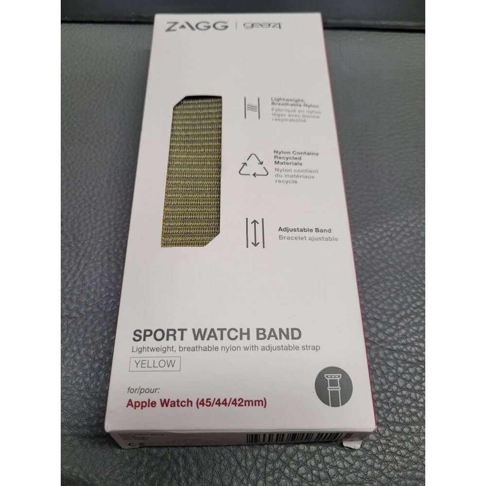 New Zagg Gear4 Sport Watch Band Apple Yellow 45/44/42mm Open Box